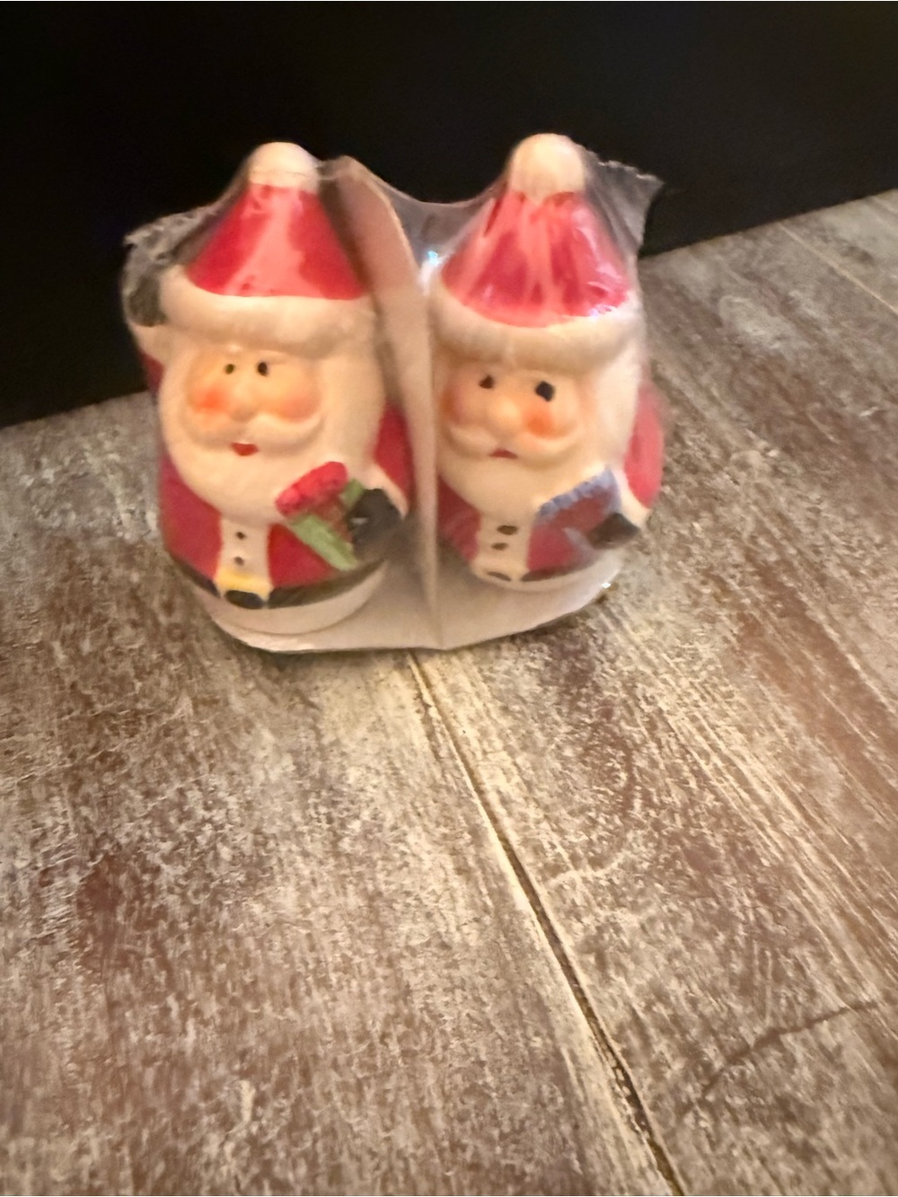 Santa Claus Salt and Pepper Shakers - Red and White Ceramic